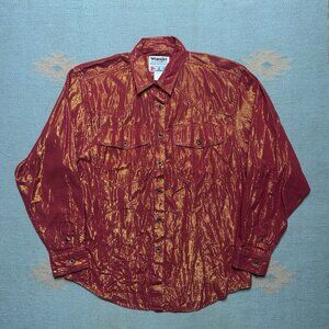 Vintage long sleeve button shirt wrangler shiny iridescent western womens large?